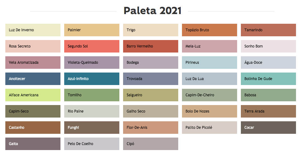 Novas paletas de cor Suvinil tendências 2021