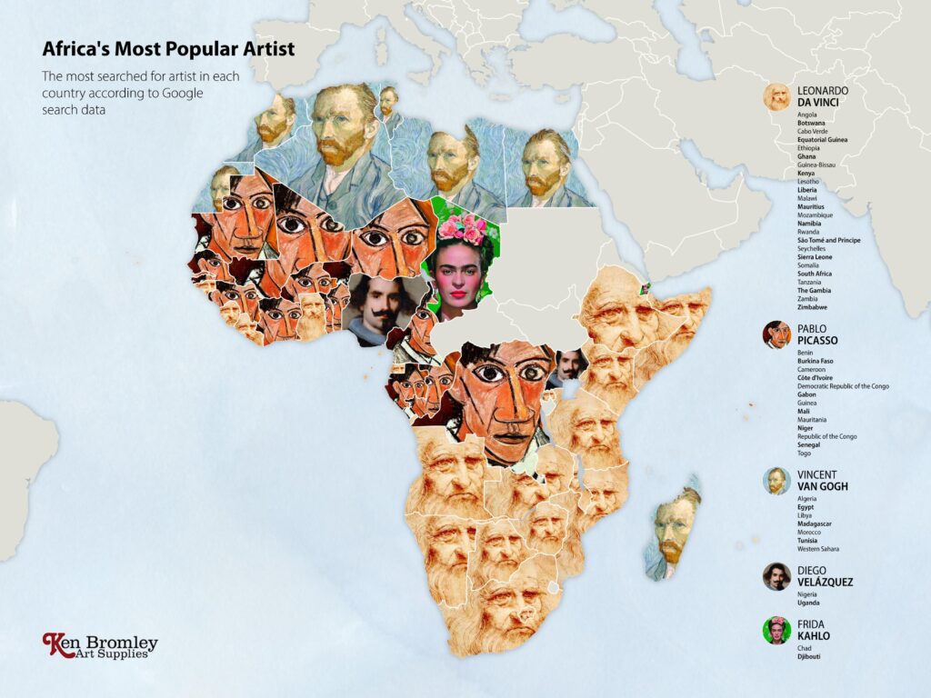 The most Googled artist in every country in the world Ken Bromley Art Supplies