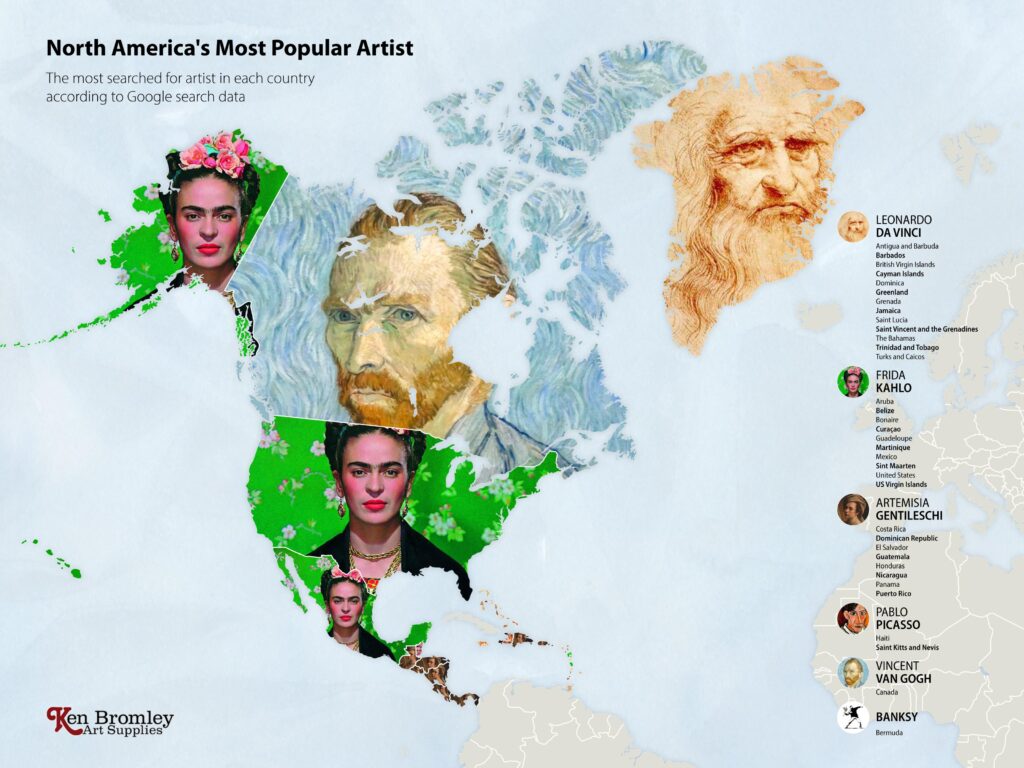 The most Googled artist in every country in the world Ken Bromley Art Supplies