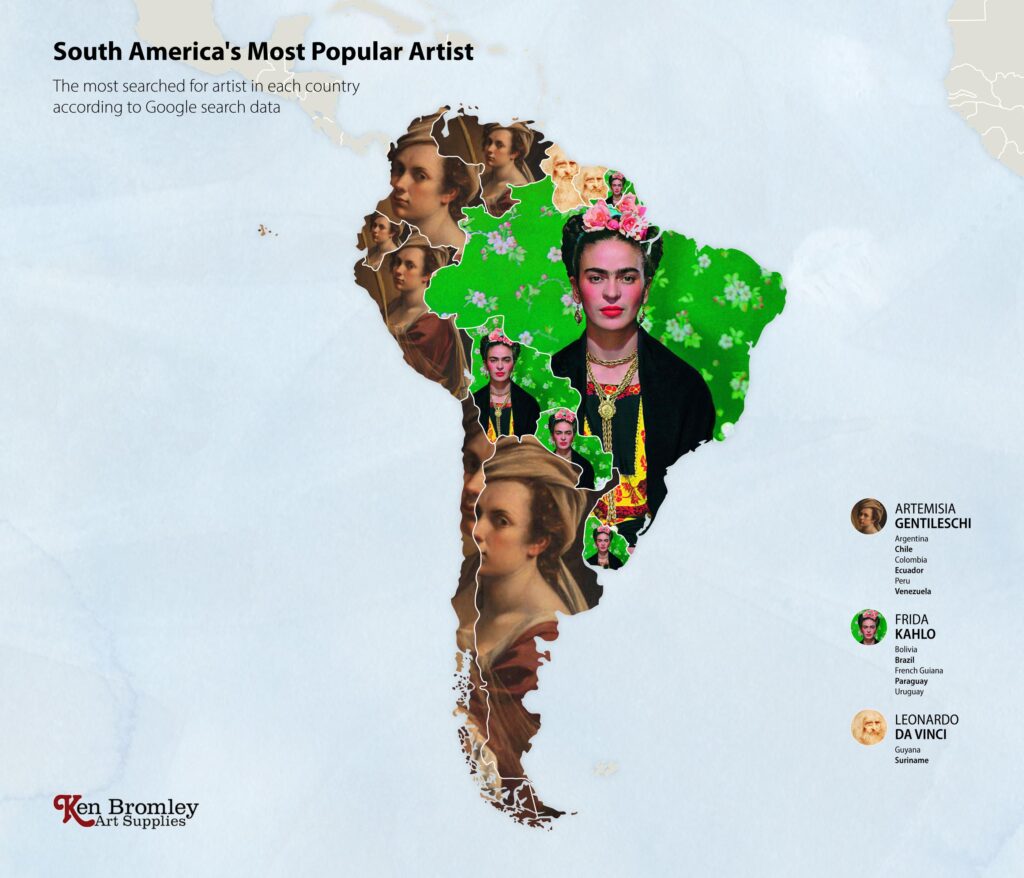 The most Googled artist in every country in the world Ken Bromley Art Supplies