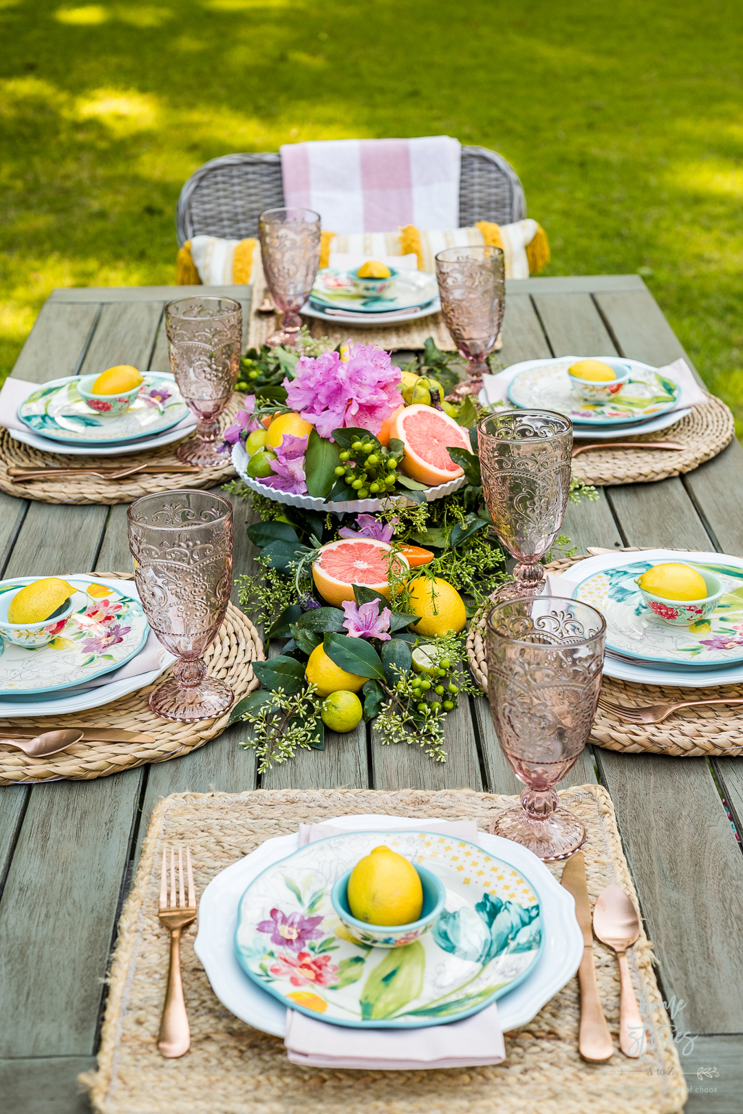 Apartamento 203 Mesa posta de verão flores flowers frutas fruits summer table